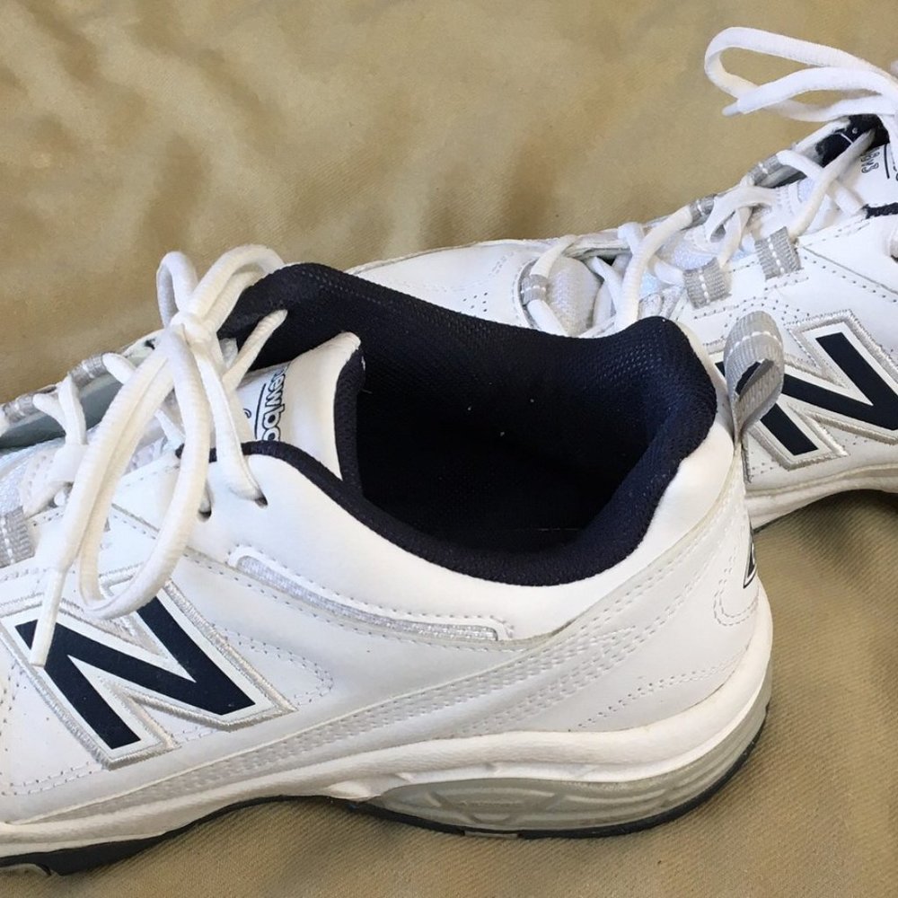 New Balance White Navy Athletic Sneakers - Picture 5 of 9